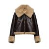 Faux Fur Effect Cropped Coat - Image 3