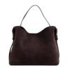 Suede And Cowhide Fashionable Crossbody Handbag In Brown And Coffee Colors