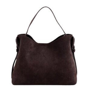 Suede And Cowhide Fashionable Crossbody Handbag In Brown And Coffee Colors