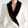 Fashion Irregular Women's Golden Edge Pearl Button Long Sleeve Coat - Image 2