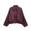 Batwing Sleeve Lapel Suede Texture Effect Pilot Jacket - Image 5