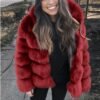 Fox Fur Slimming Stand Collar Splicing Coat - Image 7